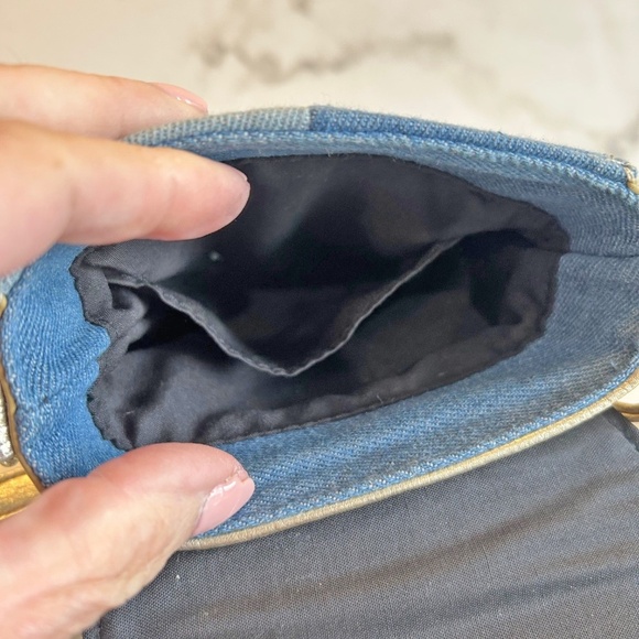 Joseph Ribkoff mini bag denim & gold crossbody purse - Picture 3 of 6